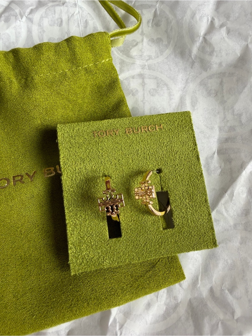 Tory Burch Britten Hoop Earrings Gold Huggies Mini Hoops